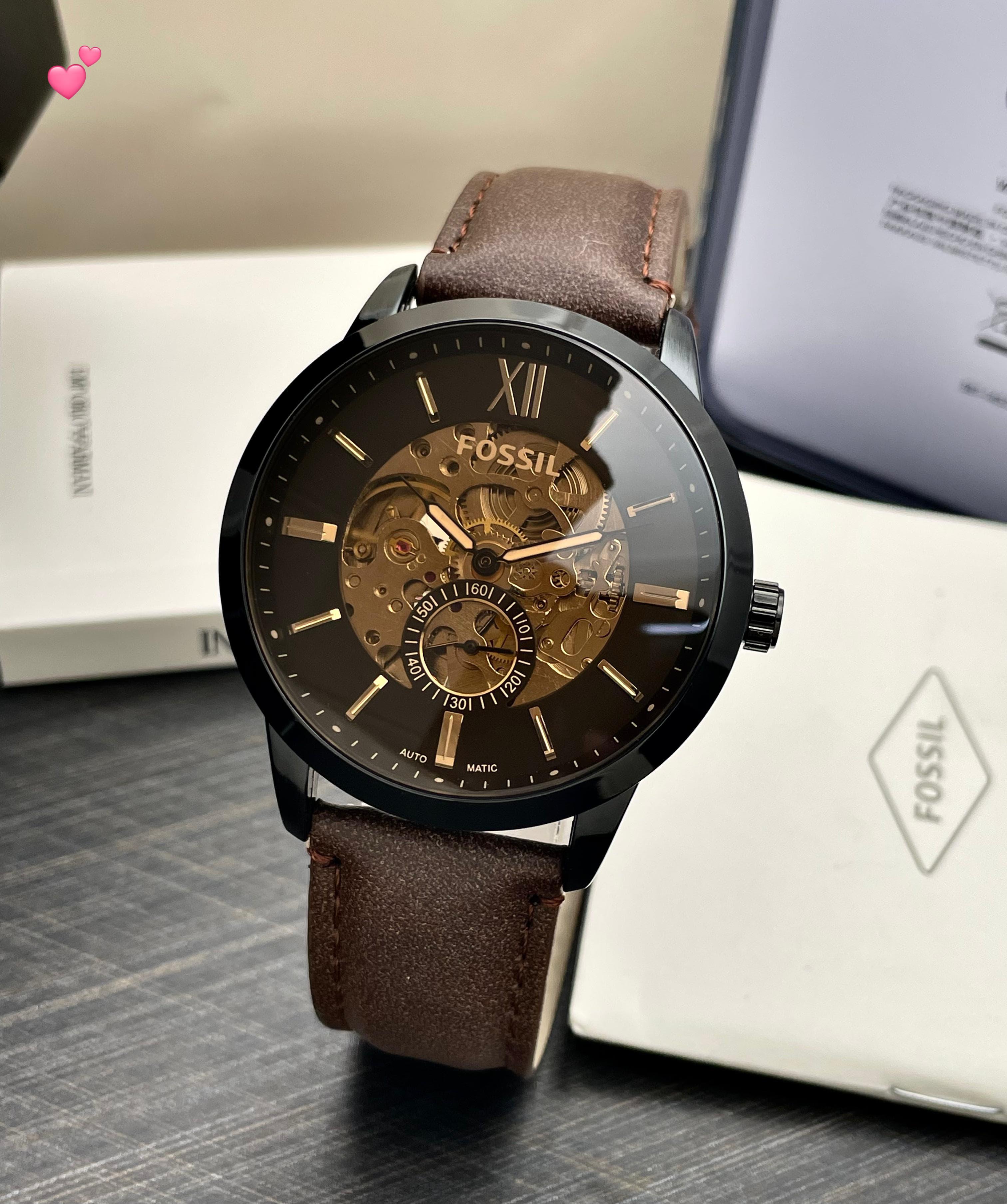 FOSSIL Roman Figures & Tourbillon Back Open Automatic Movement Premium Quality